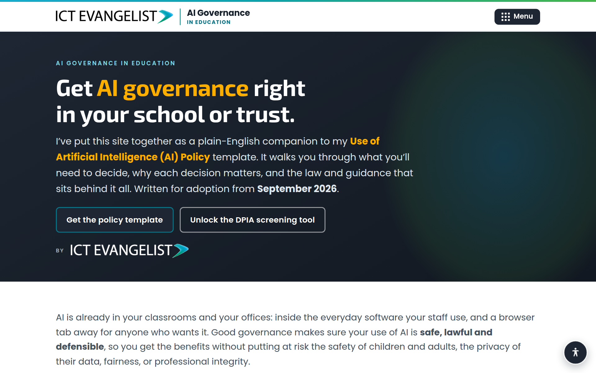 The AI Governance in Education microsite