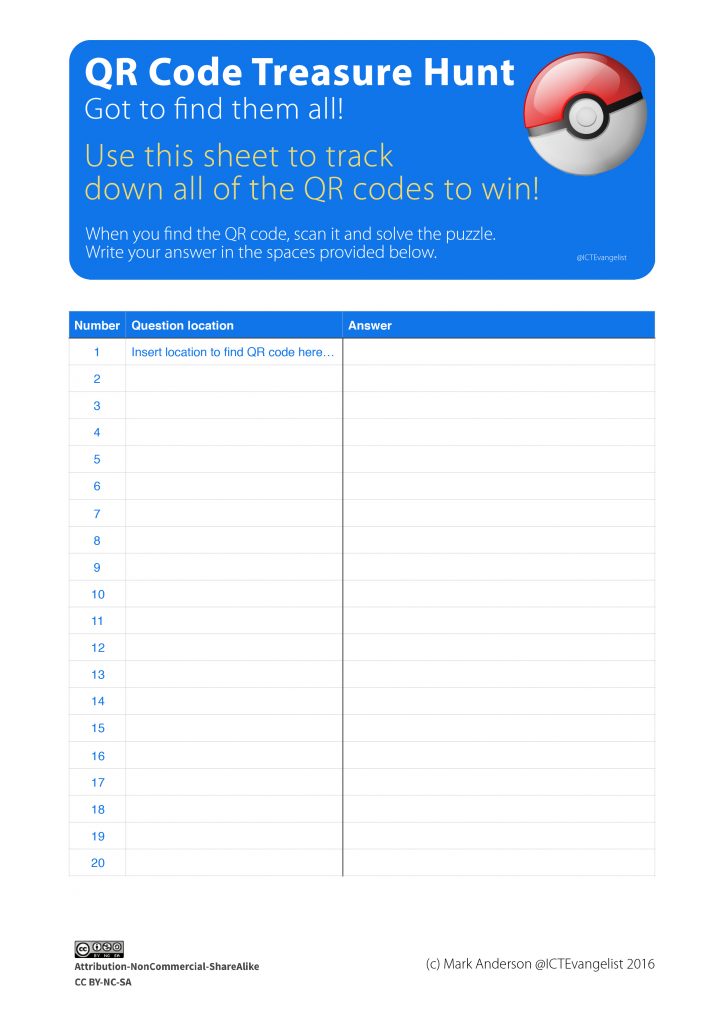 QR Code Treasure Hunt resource
